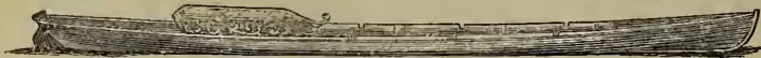 Fig. 4.—Randan Skiff. A side-view illustration of a long, narrow, and sleek boat with a pointed bow and stern, typical of a Thames skiff.