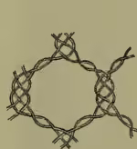 A diagram showing a mesh pattern with four twisted and two plaited sides, labeled as Fig. 8.