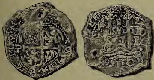 Two views of a Piastre, a silver coin. The left side shows the obverse with a cross and inscriptions, and the right side shows the reverse with a crown and inscriptions.