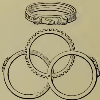 Figure 2: A linked ring (gimmel) consisting of three interlocking rings, shown in a perspective view.