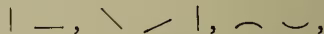 A sequence of shorthand symbols: a vertical line, a horizontal line, a V-shape, a horizontal line, a tilde, and a checkmark.
